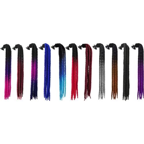 Men Motocross Dreadlocks Ponytail Braid Curly Wig Hair Helmet Braid 60cm