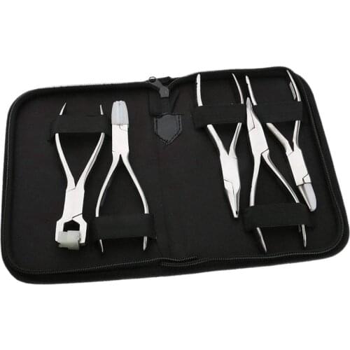 New 5Pcs Stainless Steel Optic Eye Glasses Optician Eyeglasses Frame Repair Optical Pliers Tools Kit with Black Pouch Bag