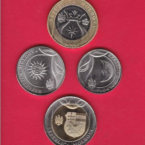 4PCS SET Moldova Coins ( Can Spell The Bulls Head Pattern) 2018 1/2/5/10 Leu Non-currency Coins World Collection Gift Souvenir