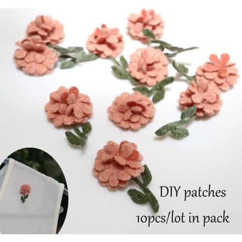 10pcs/lot diy small flowers patches for clothing 3D sew on floral parche appliques parches bordados para ropa