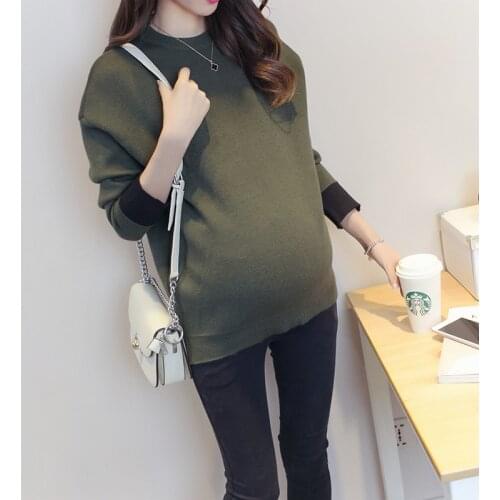 Autumn And Winter New Style Maternity Clothes Knitted Pregnant WOMENS Sweater Casual Fashion Korean-style Plus-size Long-Sleeve