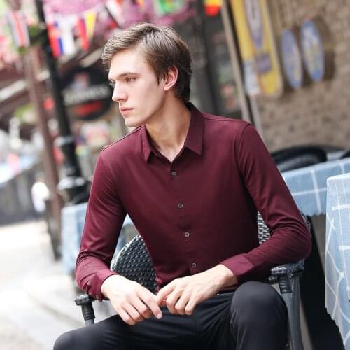 MRMT 2021 Brand Autumn New Mens Shirts Wool Long-sleeved Shirt for Male Casual Solid Color Tops Shirt