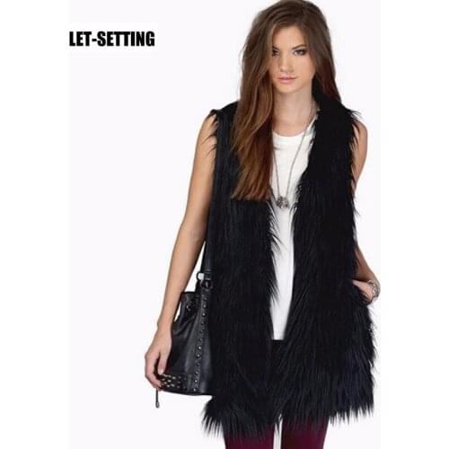 New fake fur imitation beach vest long paragraph vest LET-SETTING