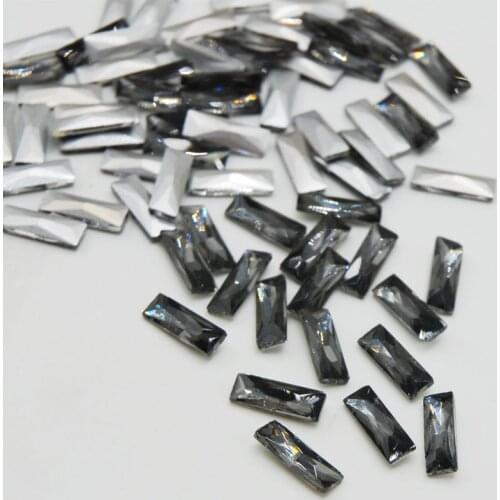 Rectangle Shape Glass Crystals Gray/Black Diamond Color Pointback Rhinestones For Wedding Dress Accessory 5x15mm 7x21mm 10x30mm