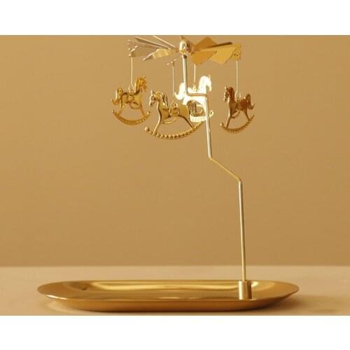 Romantic Rotary Spinning Candlestick Candle Holder Metal Candle Holders Carousel Home Party Decor Gift Dropship