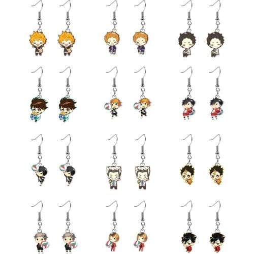 New Anime Volley Ball Boys Epoxy Acrylic Dangle Earring Volleyball Boys Cartoon Characters Resin Acrylic Stud Earrings
