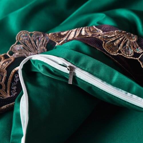 High-End Silk Embroidery Four-Piece Set Heavy Washed silk four-piece lace princess style summer ice silk duvet cover bedding