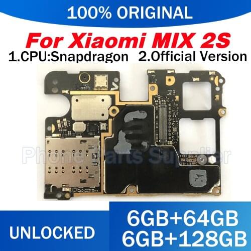 Original MB Full Tested With Chips Circuits Flex Cable For Xiaomi Mi MIX 2s MIX2s Unlocked Main Board Mainboard Motherboard