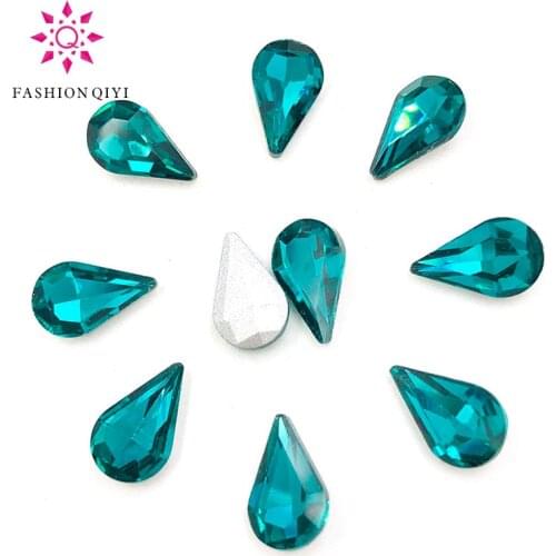 Hot selling 5X8/6X10/8X13mm Malachite green Teardrop pointback pear shape Glass crystal rhinestones diy Nail art accessories
