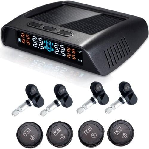 External Internal Wireless Car Truck TPMS Tire Pressure Monitoring Sensors Gauges Meter Solar Power