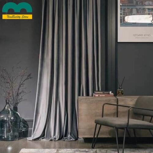 European-style High-end Living Room Velvet Curtains Blackout Curtains for Living Room and Bedroom Solid Color Flannel Curtains