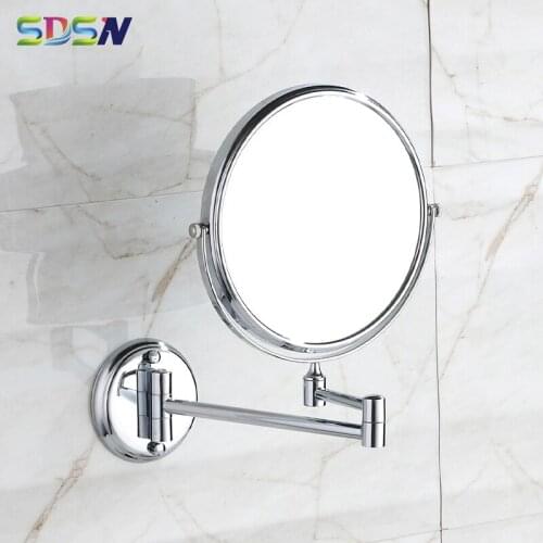 Bathroom Mirrors SDSN Polished Chrome Bath Mirror Roud Cosmetic Mirror New Arrival Folding Chrome Mirror Double Face Bath Mirror