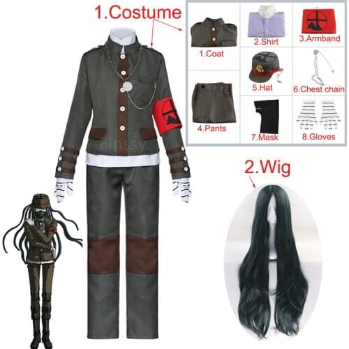 Anime Danganronpa Korekiyo Shinguji Cosplay Costume Includes Wig Hat Mask Halloween Carnival Student Uniform