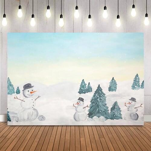 Winter Snow Scenery Backdrop for Photography Studio Cartoon Snowman Newborn Children Kids Photocall Background for Photo Studio