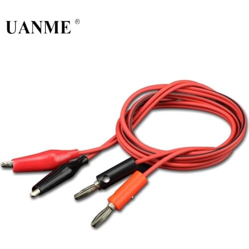 1black+1 red 4mm Banana plug to Medium Crocodile Clip line / Multimeter Pen Test Line Pure Copper Wire