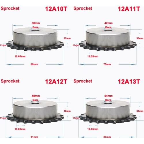 1Pcs 12A 10 Teeth To 23 Teeth Sprocket Wheel Chain Gear Industrial A3 Steel Suitable For 12A Roller Chain