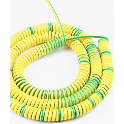1-core spring spiral wire and cable 18AWG 15AWG 13AWG 11AWG 9AWG 8AWG 1 m 2 m 3 m yellow-green power cord extendable wire