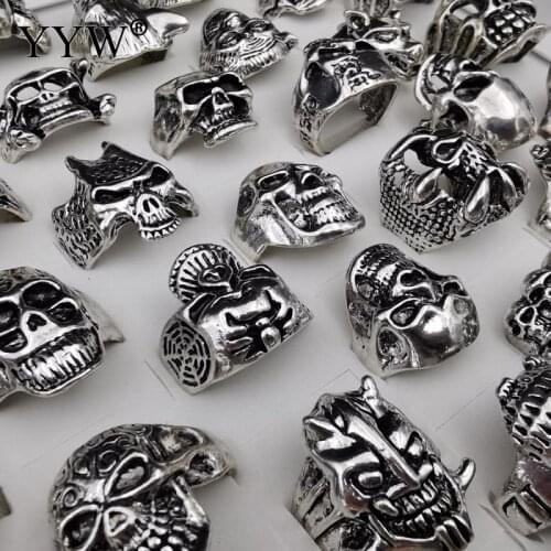 100PC/Box Vintage Playing Card Rings For Men Gothic Skull Hand Claw Masonic Ring Classic Cool Lovers Unisex Ring Jewelry