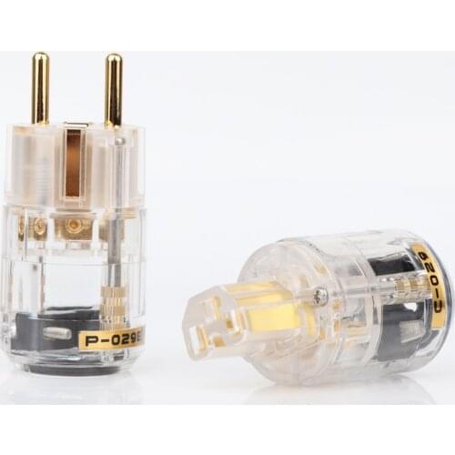 2pairs Hight Quality Schuko plug EU version power plugs for audio power cable 24K Gold Plated Male Plug Female IEC Connector