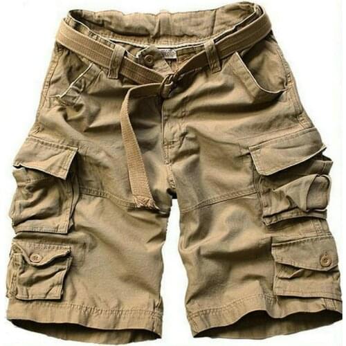 2021 New Summer Multi-pocket Camouflage Mens Shorts Casual Loose Camo Knee-length Mens Cargo Shorts with Belt S-3XL