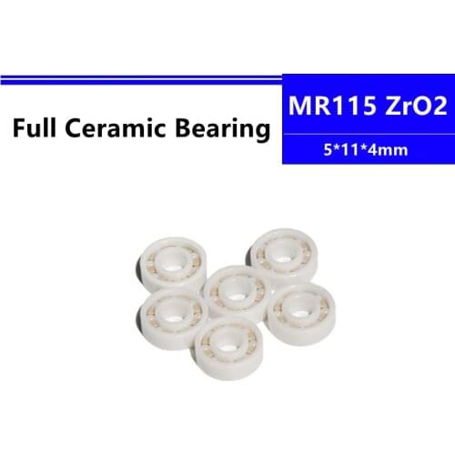 4pcs/10pcs MR115 5*11*4mm Zirconia Full ZrO2 Ceramic Deep Groove Ball Bearing Precision Nonmagnetic 5x11x4mm