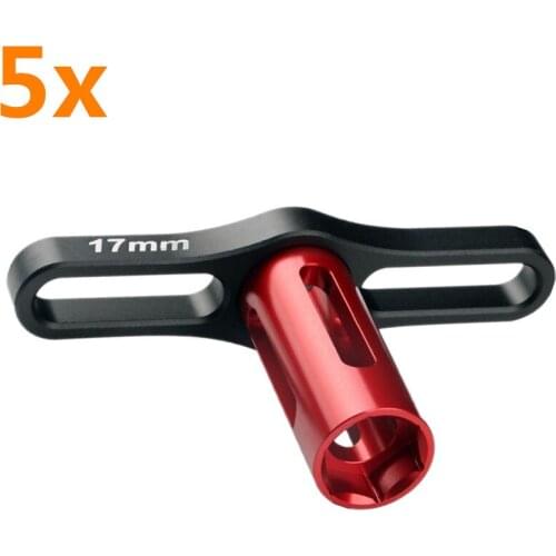 5Pcs HOT Sale Parts Wheel HEX Nuts Sleeve Wrench 17mm Metal Tools 1/8 Black&Red For RC Car Boat Quadcopter Remote Control Cars