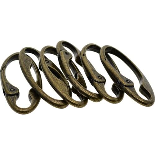 6 Pieces Vintage Bronze Spring, Snap, Link, Hook, Clip Carabiner-Keychain