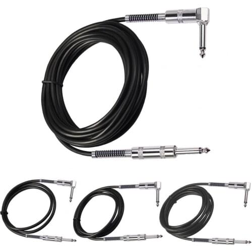 Audio Cable Professional 6.35mm Plug Straight to Right Angle Instrument Cord for Electric Guitar