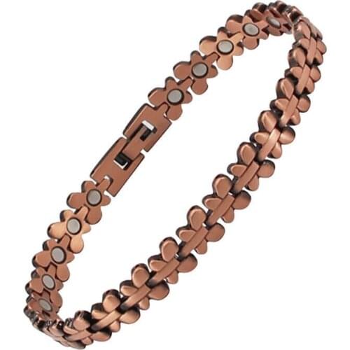 WOLLET Jewelry Copper Magnetic Bracelets Women Ladies Pain Relief for Arthritis Strong Magnets Mothers Day Gift (22.5cm) (9mm)