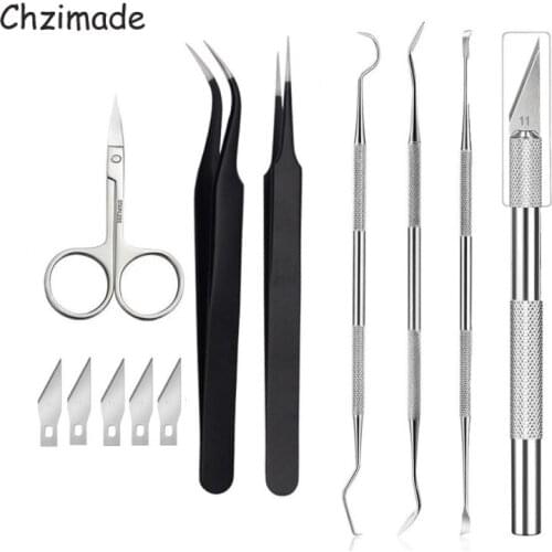 Chzimade 5/12Pcs Sculpting Carving Set Pottery Ceramic Clay Craft Kits For Polymer Clay Professional Modeling Clay Tools