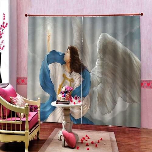 European Style Classic character Angel Wings 3D Curtain Photo Print For Living room Bedroom Blackout Window Drapes Decor Sets