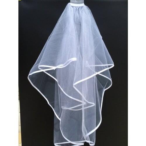 Free Shipping Two Layer Wedding Veil Lace Appliques Tulle Bridal Veil Wedding Accessories With Comb