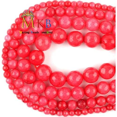 4 6 8 10 12mm Faceted Red Jades Natural Stone Beads For Jewelry Making Diy Bracelet Necklace Accessories Jewellery Findings 15"
