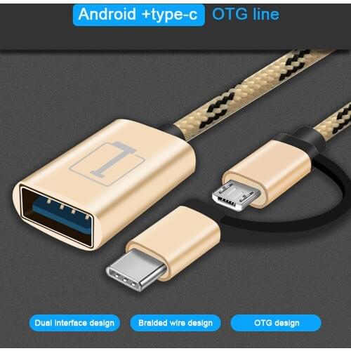 2 in 1 Type-C Male +Micro USB Male To USB 3.0 Interface Female OTG Adapter Cable Fast Transfer Date Cable For Android Samsung S8