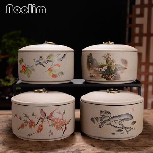 Ceramic Tea Caddy Large Moisture-Proof Kitchen Food Sealed Storage Tank Portable Travel Packaging Gift Box Canister Spice Jar
