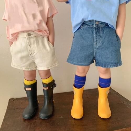 Korean style summer fashion denim shorts for boys and girls cotton loose all-match shorts