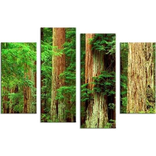 Hot Sells 4 Panels oil painting a primeval forest Wall Art Home Decoration Living Room Print On Canvas Modern oil Painting