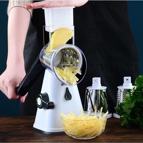 Multifunctional Manual Vegetable Cutter Slicer Round Mandoline Slicer Potato Cheese Kitchen Gadgets Accessories with 3 Blades