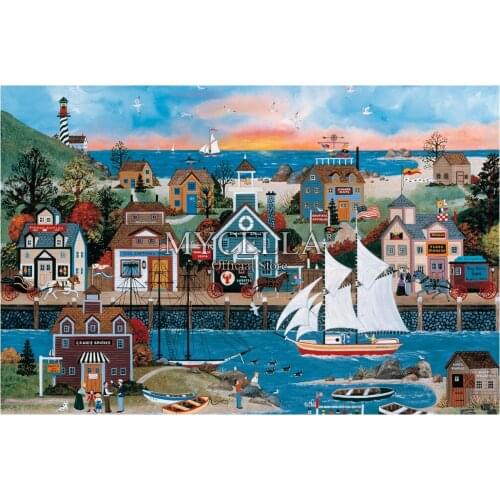 Cartoon Full Diamond Embroidery 5D DIY Diamond Painting Mosaic Cross Stitch Boats Folk Art Needlework Crafts Home Decor Crafts
