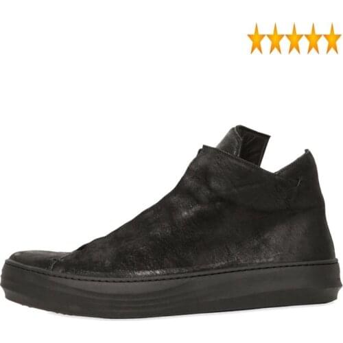 Top Brand New Men High Dancing Sneakers Cow Real Leather Ankle Boots Casual Hip Hop Platform Shoes Lace Up Trainers Jogger Botas