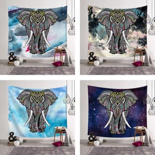 Wall Tapestry India Elephant Print Hanging Cloth Beach Mat Blanket Nordic Style Farmhouse Decor 150*130cm Ethnic Mandala Shawl