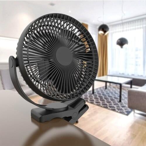 Small Desk USB Rechargeable Sturdy Clamp Fans with 4 Speeds, Personal Portable Fan for Stroller Bedroom Office