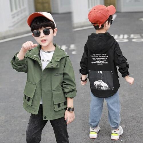 Boys Jackets Kids Casual Spring Fall Childrens Coats Printed Trench Coat School Children Jacket Kids Outerwear Clothes 4-15Y