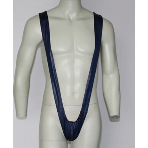 Super Sexy ImiTation Leather Pants T Pants Skin Texture U Convex Bag One-Piece Pants Mens Underwear Tide Men