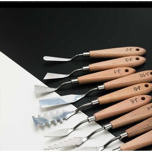 1 PCS Single New pigment Color Mixing Oil Painting Gouache Scraper Art supplies Wooden Handle Stainless Steel Single pick/Blade