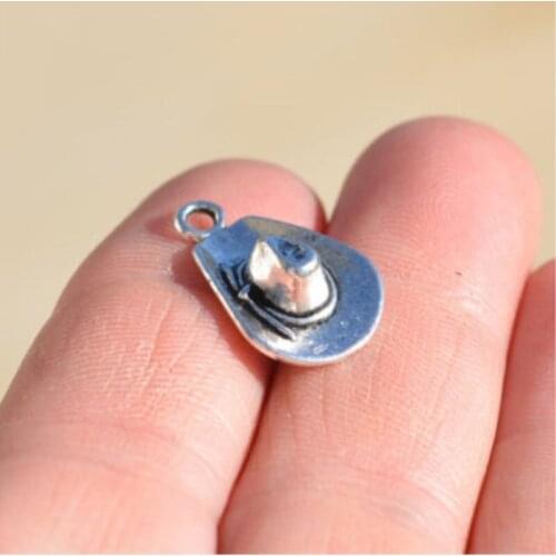 10 pcs 3D cowboy hat charms, DIY pendants, necklace jewelry making