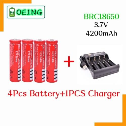 2021 NEW Original 18650 3.7V 4200 mAh 18650 Lithium Rechargeable Battery For GTL EvreFire Flashlight batteries+ 4 slots Charger