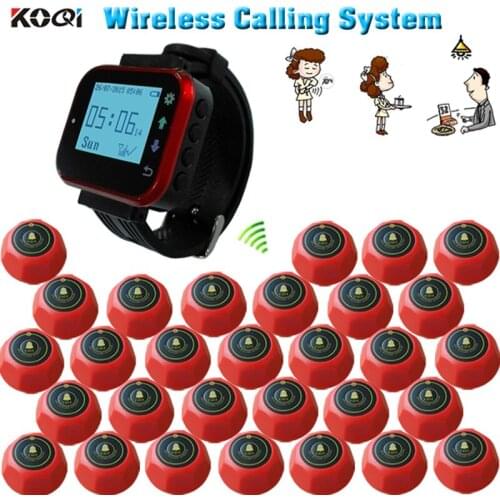 30 call button 1 wrist watch pager cheap price wireless nurse call sound and light watch pager system for hospital