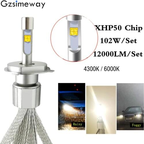 Car LED Light H1 H4 H7 H11 12V 24V Headlight Bulbs 4300K 6000K XHP50 Chip 104W 12000LM H3 H9 880 9006 HB4 HB3 H27W Auto Fog Lamp