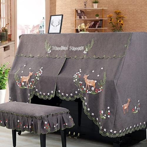 Half and Full Piano Cover with Stool Cover Style Contains Romantic Natural Rural Cartoon European Lace Dust-Proof Piano Covers